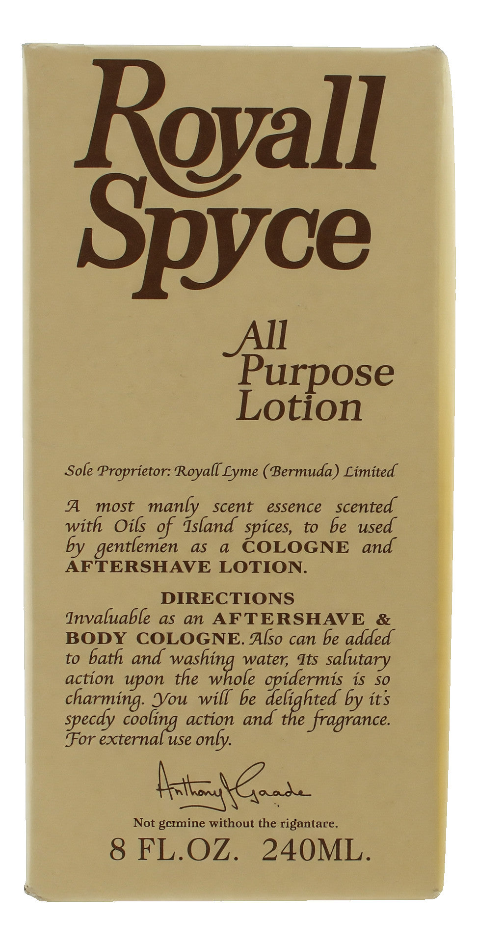 Royall Spyce by Royall Fragrances, 8 oz All Purpose Lotion for Men