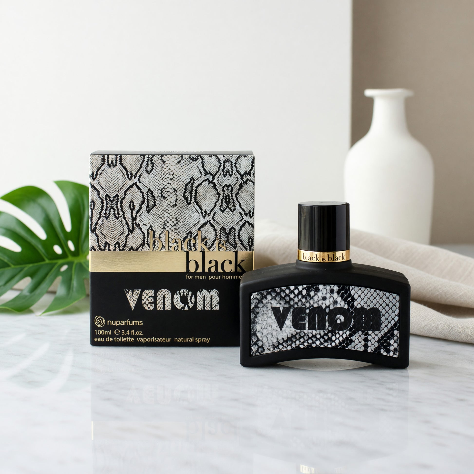 Black is Black Venom by NuParfums, 3.4 oz EDT Spray for Men