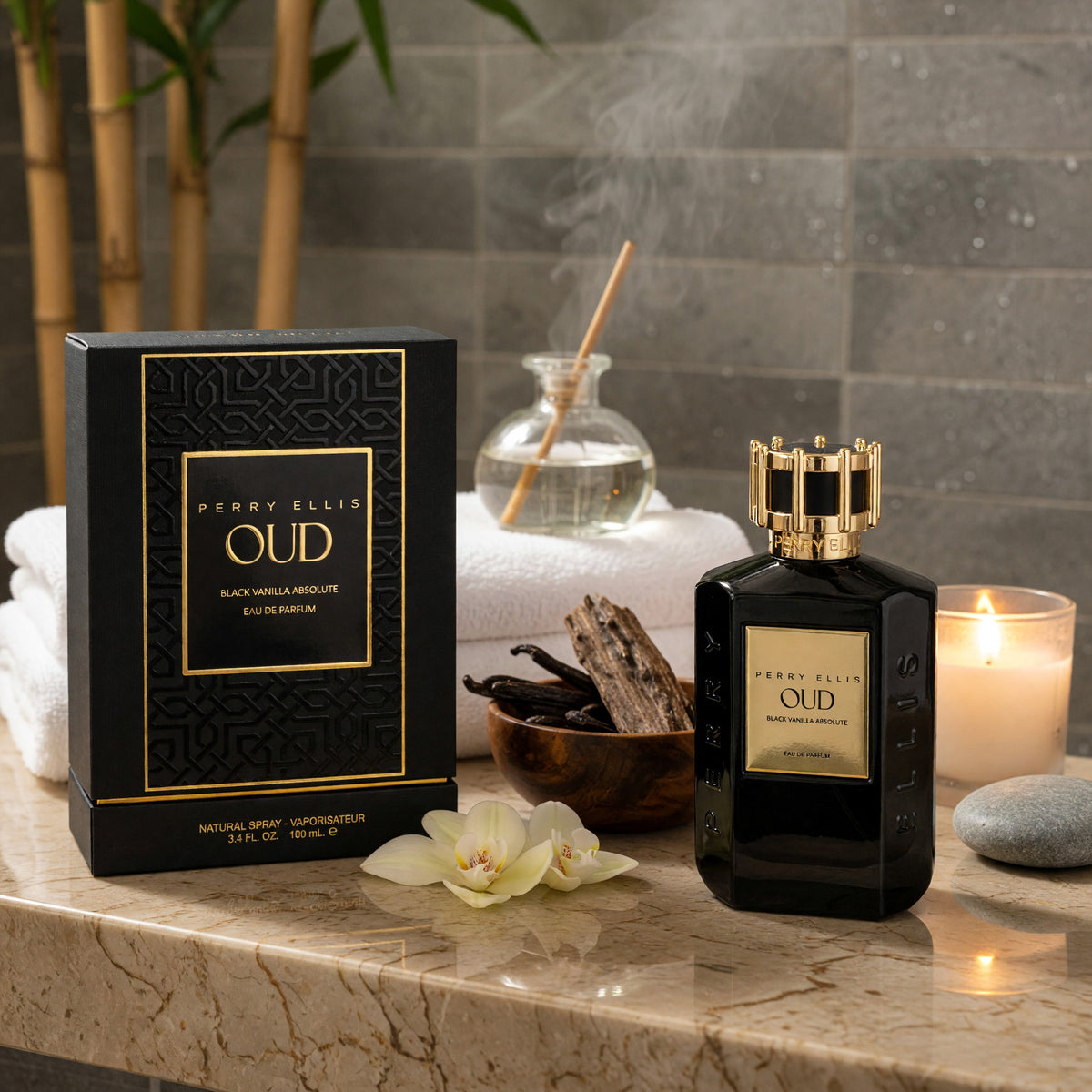 Oud Black Vanilla Absolute by Perry Ellis, 3.4 Oz EDP Spray For Unisex