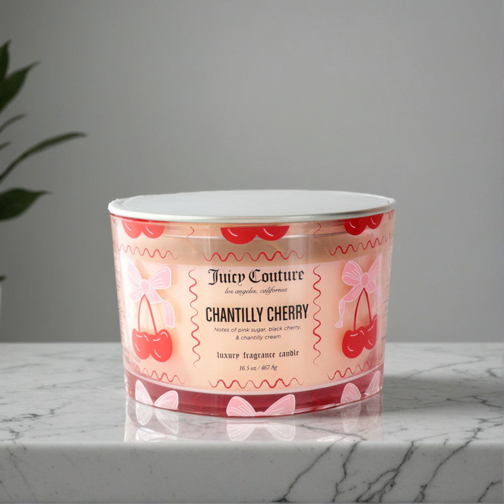  Juicy Couture 16.5 oz Soy Wax Blend 3 Wick Candle - Chantilly Cherry 