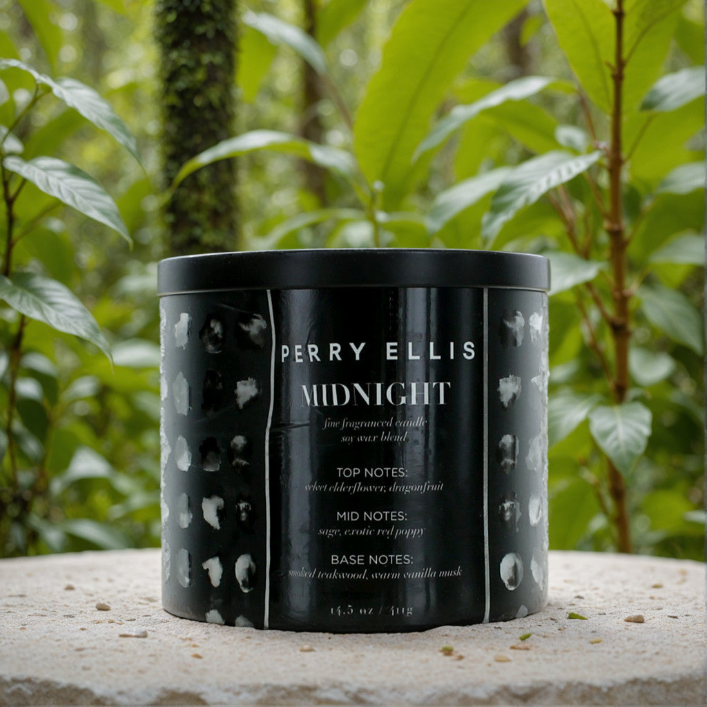 Perry Ellis 14.5 oz Soy Wax Blend 3 Wick Candle - Midnight