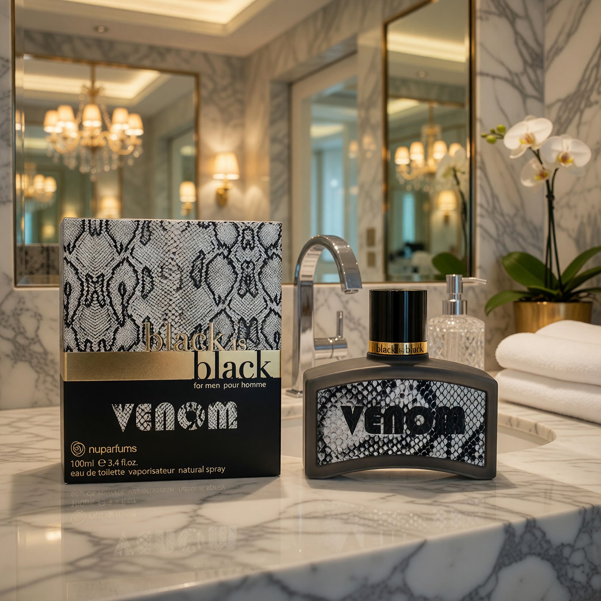 Black is Black Venom by NuParfums, 3.4 oz EDT Spray for Men