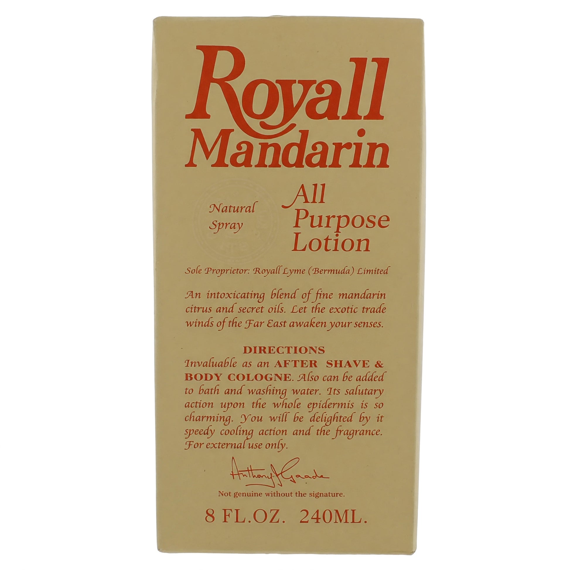 Royall Mandarin by Royall Fragrances, 8 oz All Purpose Lotion for Men