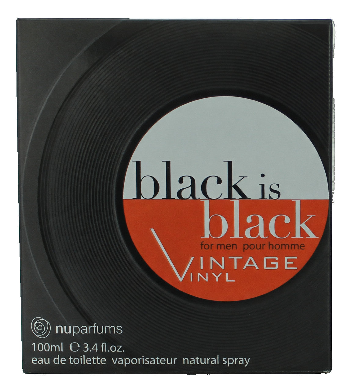 Black is Black Vintage Vinyl by NuParfums, 3.4 oz EDT Spray for Men