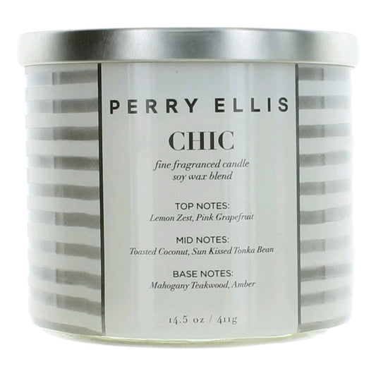 Perry Ellis 14.5 oz Soy Wax Blend 3 Wick Candle - Chic