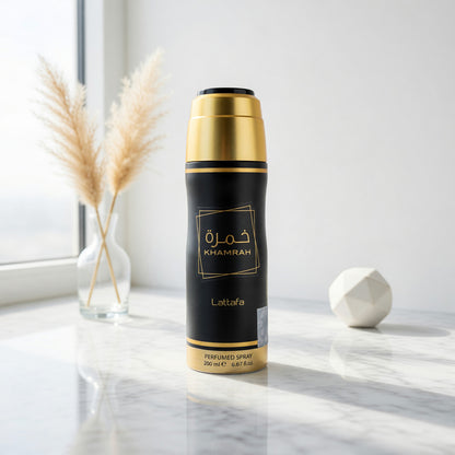 Khamrah by Lattafa, 6.7 oz Perfumed Deodorant Spray for Unisex 