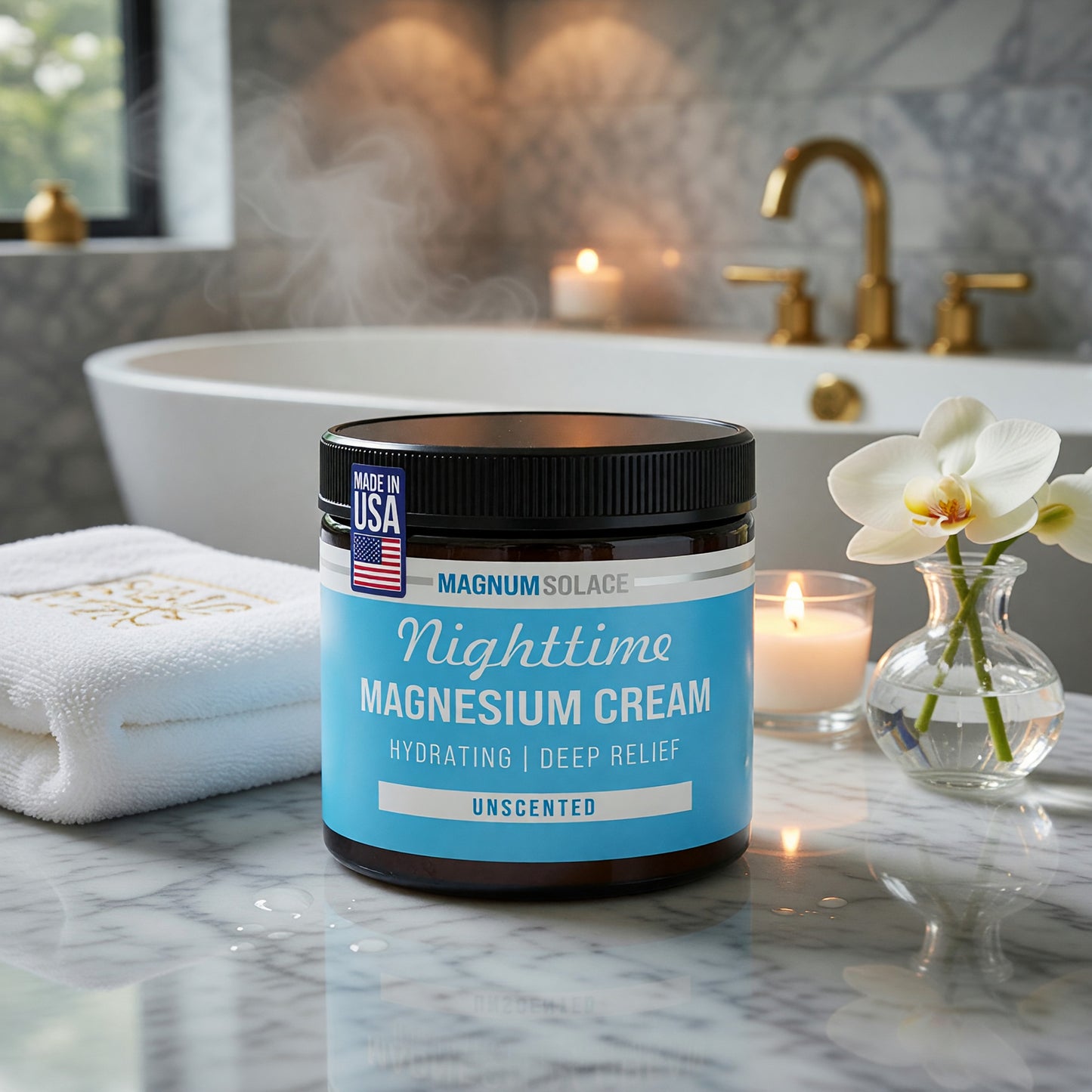 Nighttime Magnesium Cream by Magnum Solace, 5 oz Lotion - Unscented