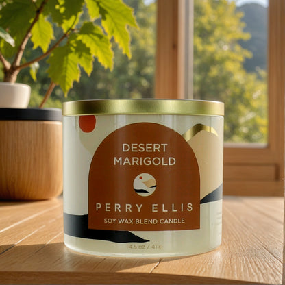 Perry Ellis 14.5 oz Soy Wax Blend 3 Wick Candle - Desert Marigold