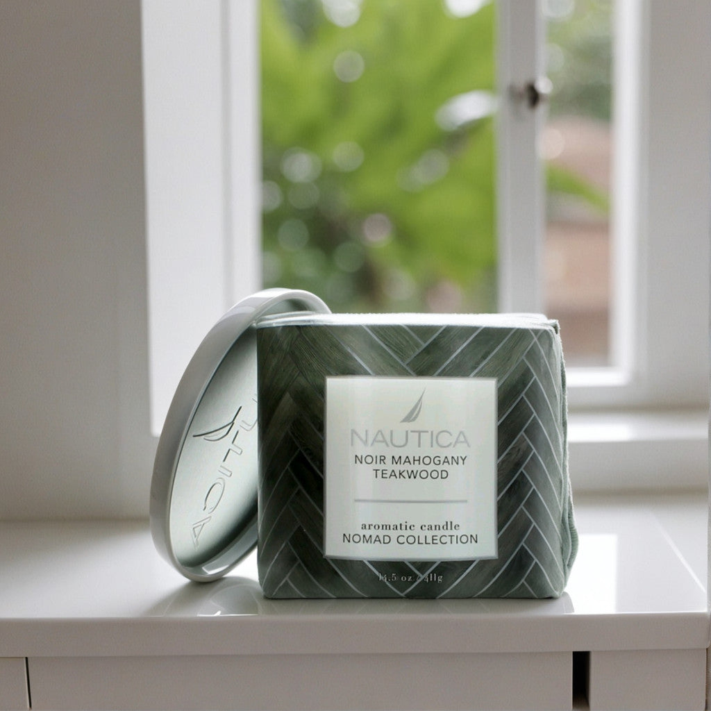 Nautica 14.5 oz Soy Wax Blend 3 Wick Candle - Noir Mahogany Teakwood