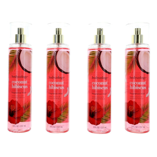 Coconut Hibiscus by Bodycology, 4 Pack 8 oz Fragrance Mist for Women