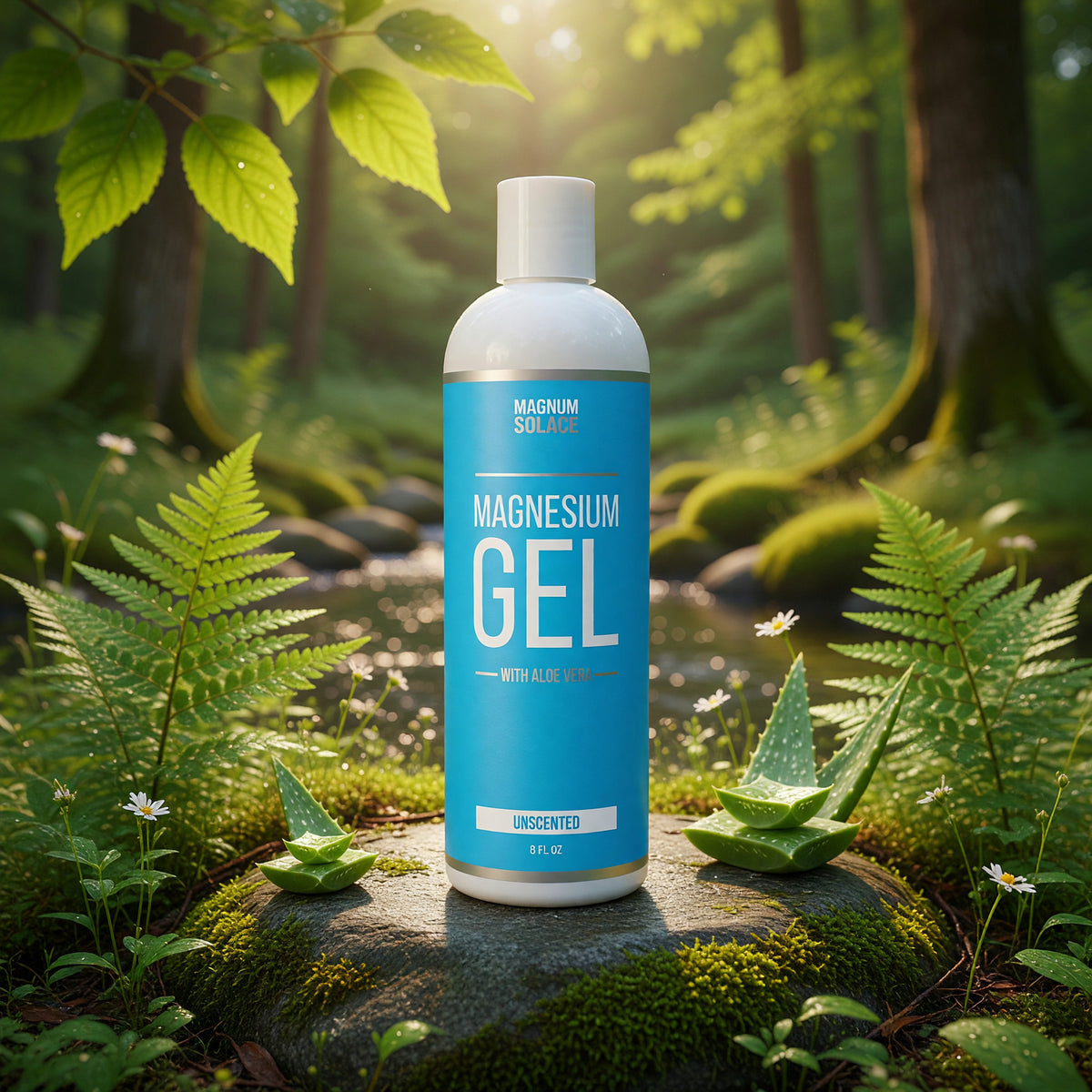 Magnesium Gel with Aloe Vera by Magnum Solace, 8 oz Gel - Unscented 