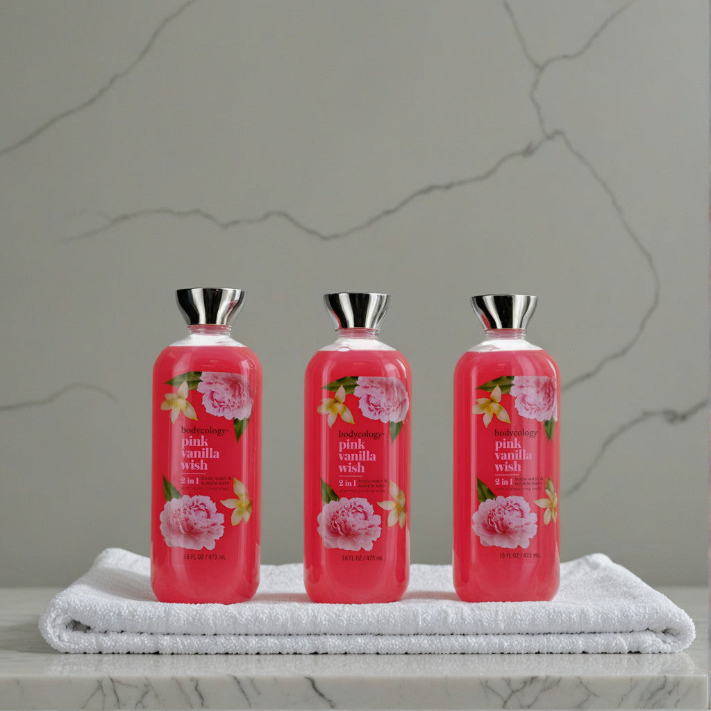 Pink Vanilla Wish, 3 Pack 16oz 2 in 1 Body Wash & Bubble Bath women