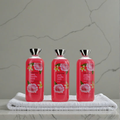 Pink Vanilla Wish, 3 Pack 16oz 2 in 1 Body Wash & Bubble Bath women