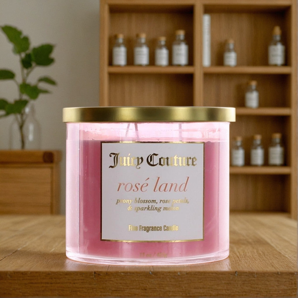 Juicy Couture 14.5 oz Soy Wax Blend 3 Wick Candle - Rose Land