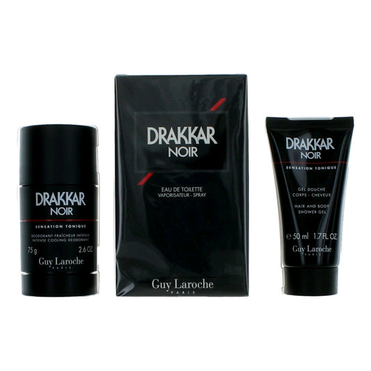 Drakkar Noir by Guy Laroche, 3 Piece Gift Set for Men