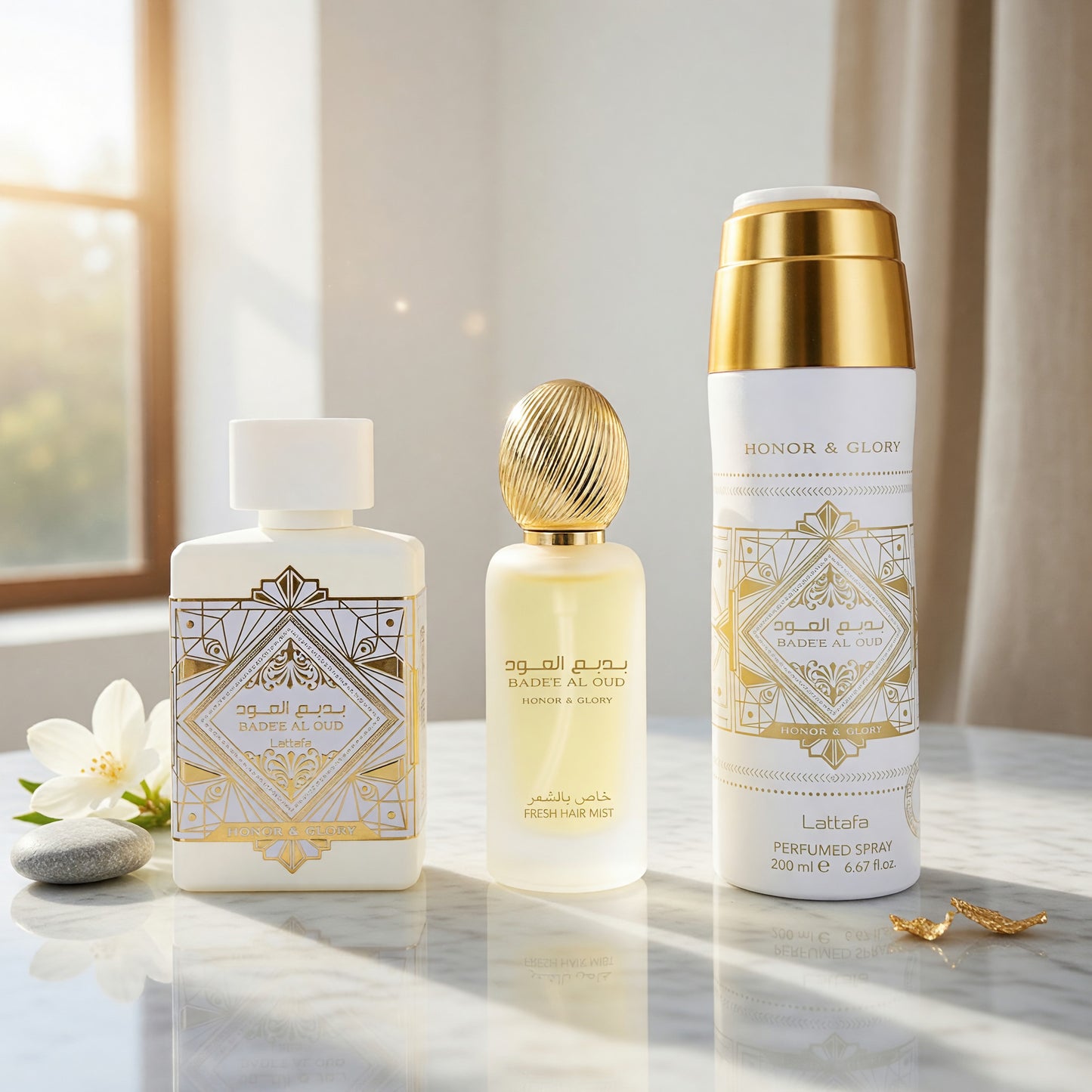 Bade'e Al Oud Honor & Glory by Lattafa, 3 Piece Gift Set for Unisex