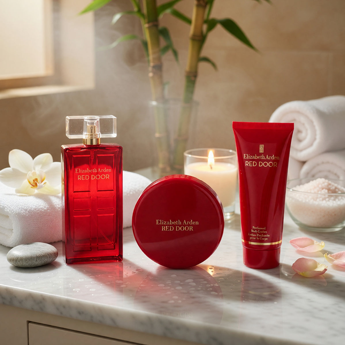 Red Door by Elizabeth Arden, 3 Piece Gift Set for Women with Powder