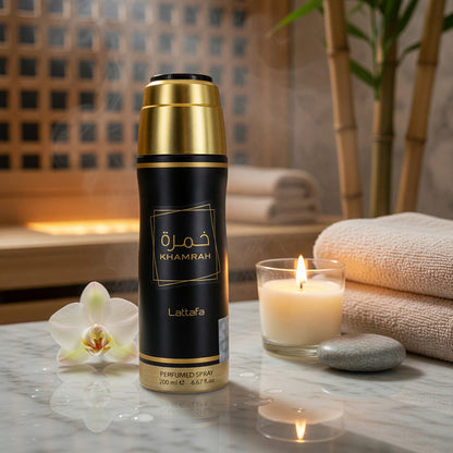 Khamrah by Lattafa, 6.7 oz Perfumed Deodorant Spray for Unisex 