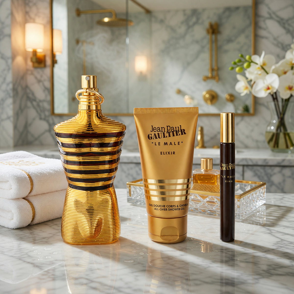 Le Male Elixir by Jean Paul Gaultier, 3 Piece Set for Men