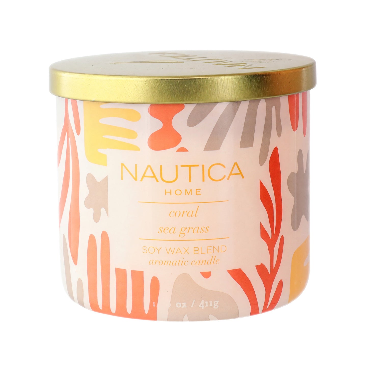 Nautica 14.5 oz Soy Wax Blend 3 Wick Candle - Coral Sea Grass