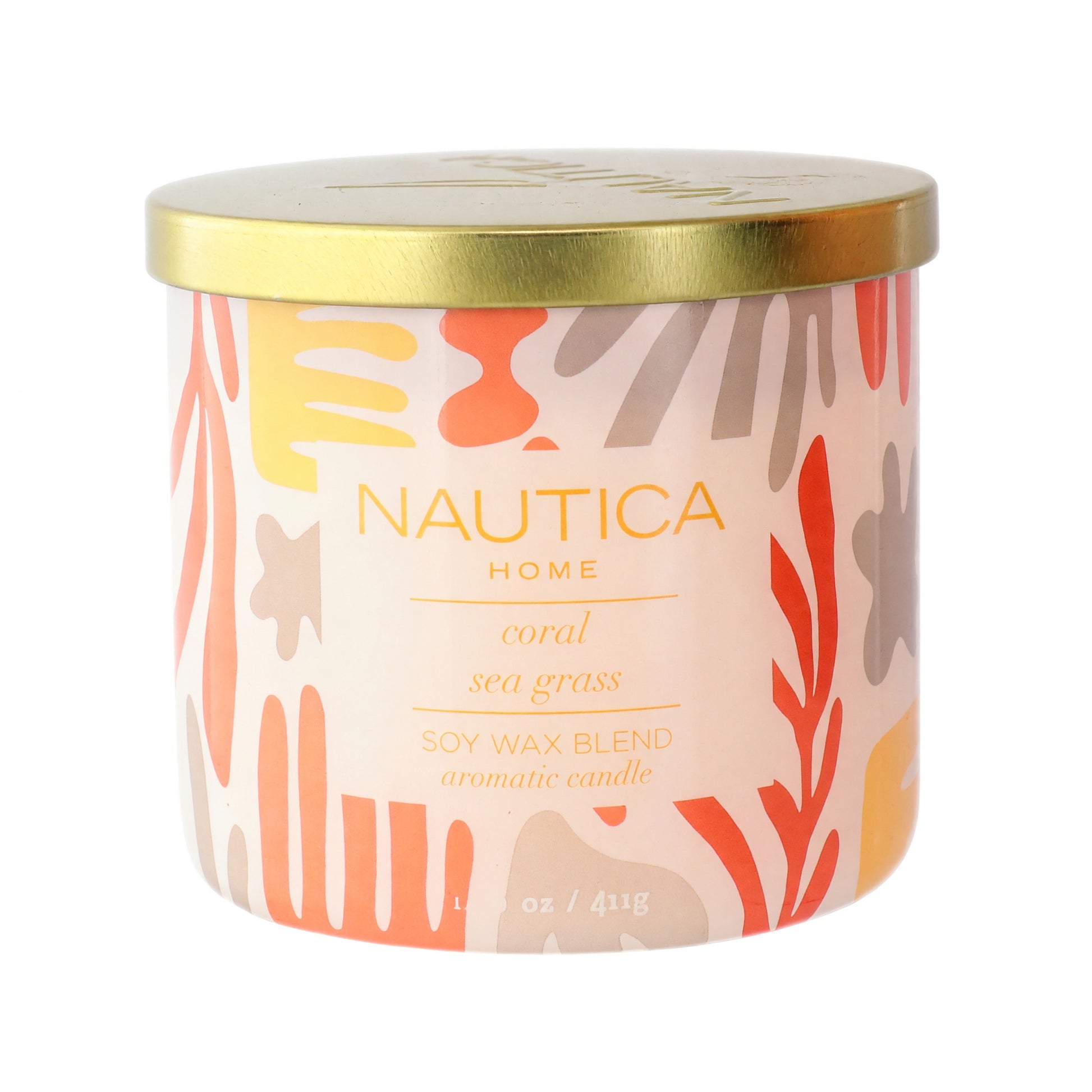 Nautica 14.5 oz Soy Wax Blend 3 Wick Candle - Coral Sea Grass