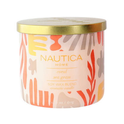 Nautica 14.5 oz Soy Wax Blend 3 Wick Candle - Coral Sea Grass