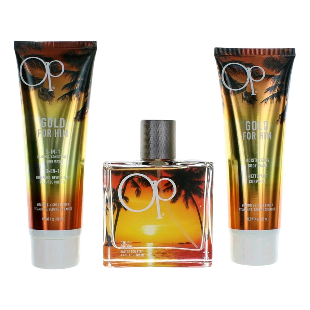 OP Gold by Ocean Pacific, 3 Piece Gift Set for Men