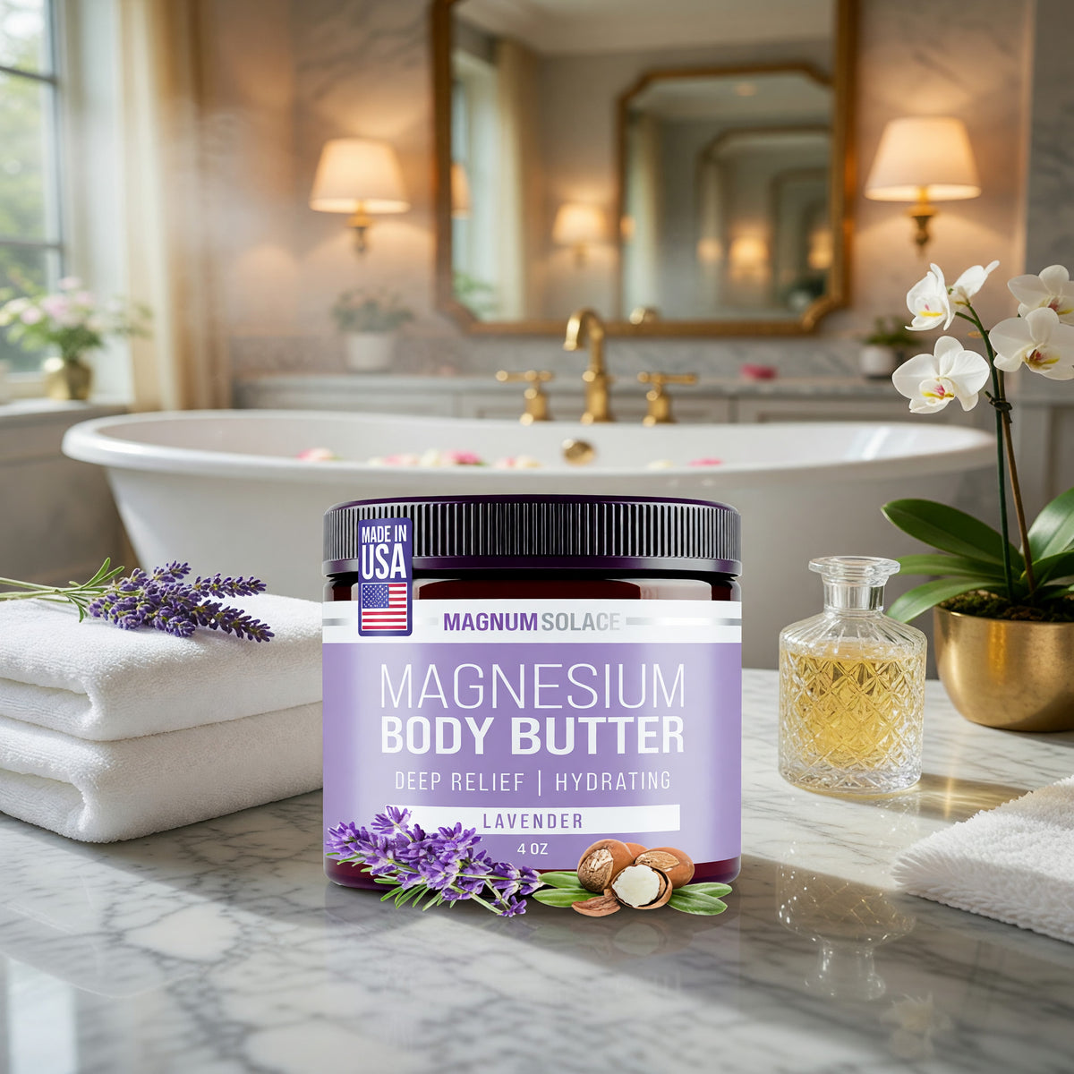 Magnesium Body Butter by Magnum Solace, 5 oz Body Butter - Lavender - Lavender