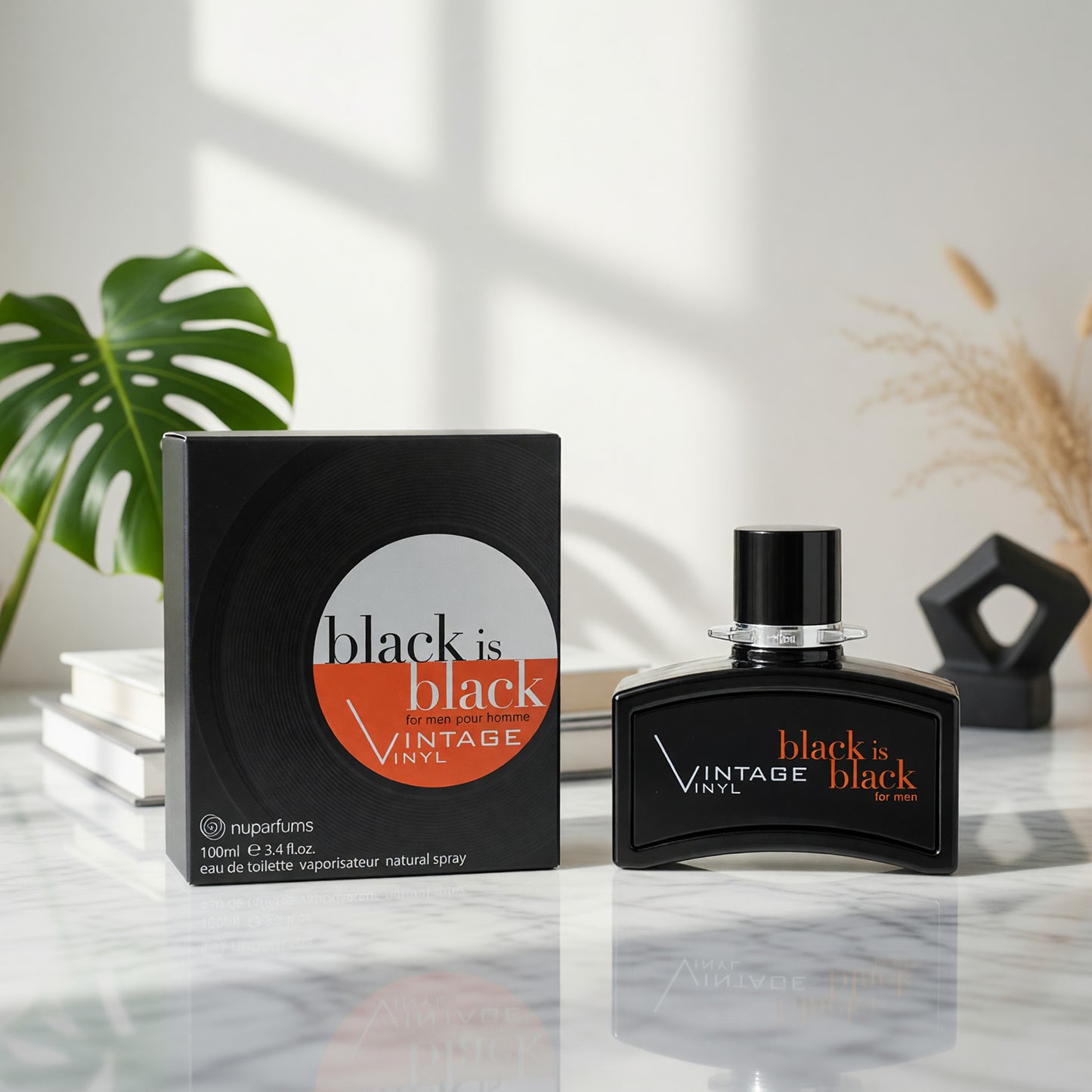 Black is Black Vintage Vinyl by NuParfums, 3.4 oz EDT Spray for Men