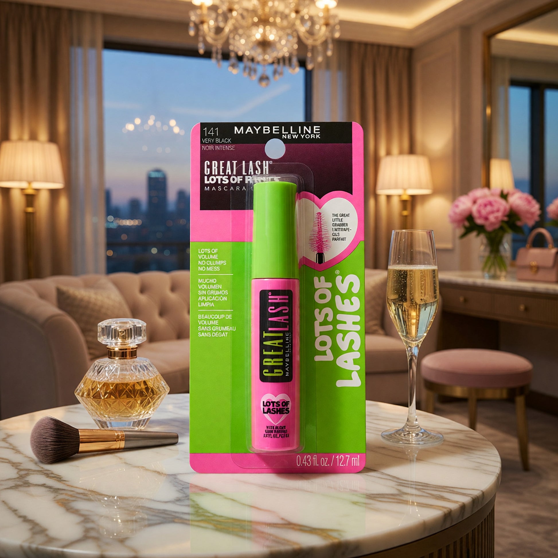 Great Lash Lots of Lashes by Maybelline, 0.43 oz Washable Mascara - 141 Very Black