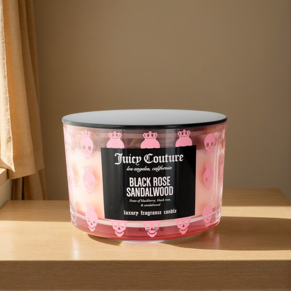 Juicy Couture 16.5oz Soy Wax Blend 3 Wick Candle - Black Rose Sandalwood