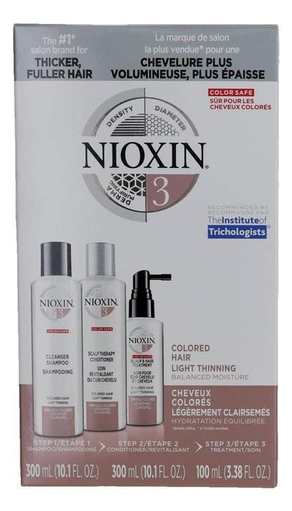 Nioxin 3D Care System Kit 3, For Colored Hair Light Thinning, Balanced Moisture