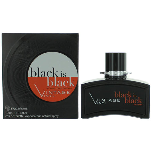 Black is Black Vintage Vinyl by NuParfums, 3.4 oz EDT Spray for Men