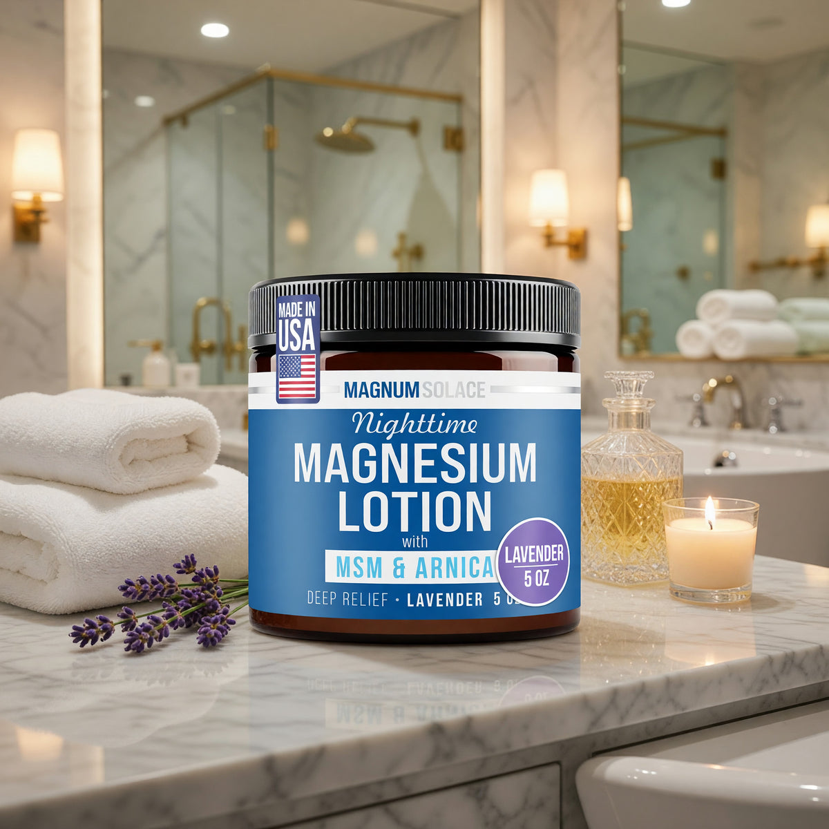 Nighttime Magnesium Lotion with MSM & Arnica, 5oz Lotion - Lavender
