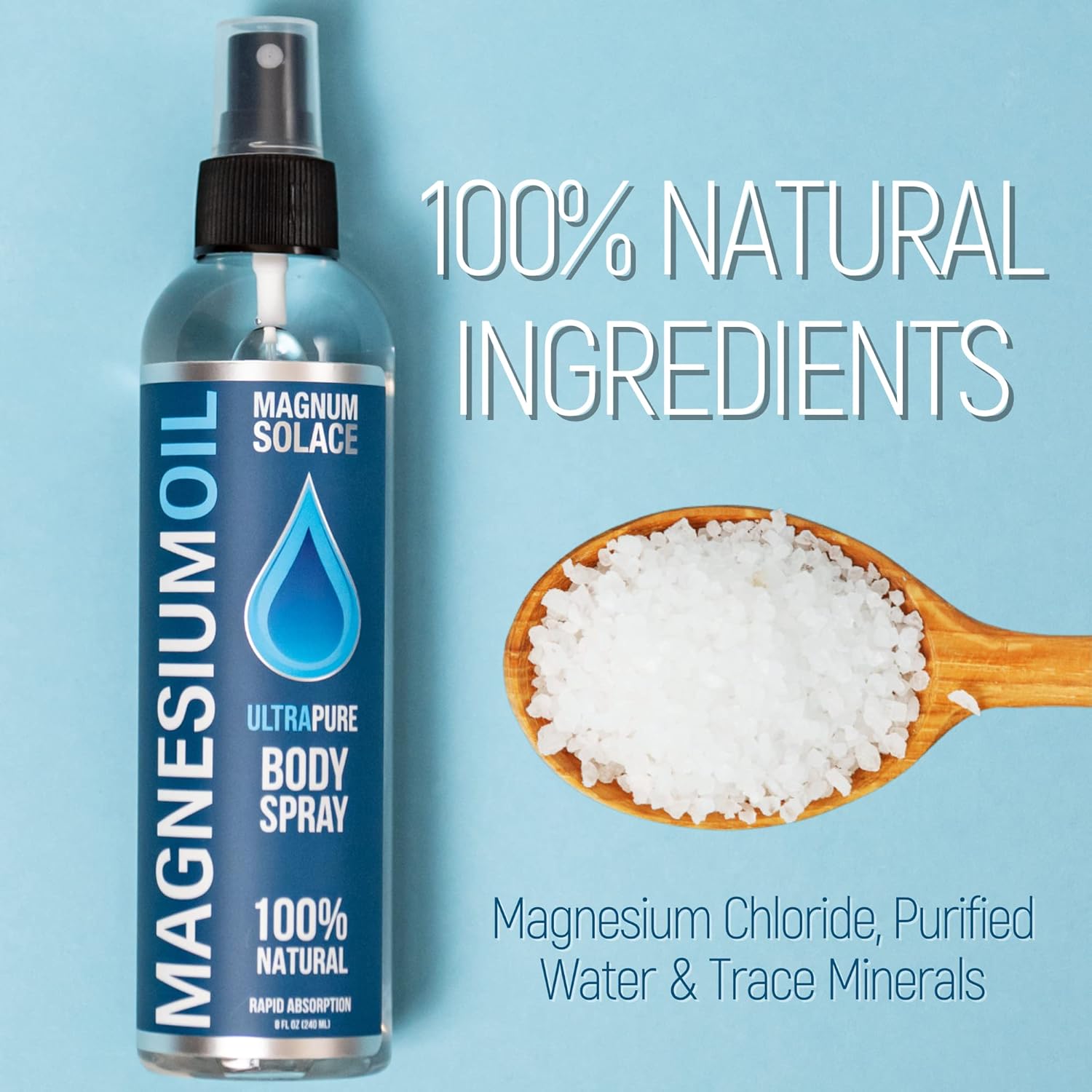 Magnesium Oil by Magnum Solace, 8 oz Ultra Pure Body Spray