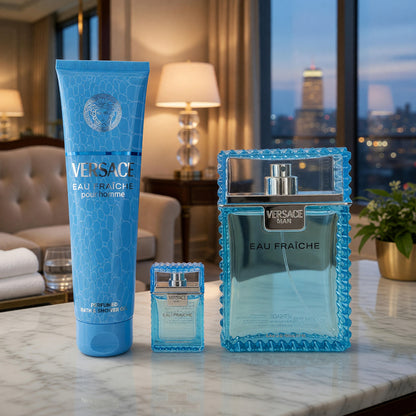 Versace Eau Fraiche by Versace, 3 Piece Set with 3.4 oz for Men