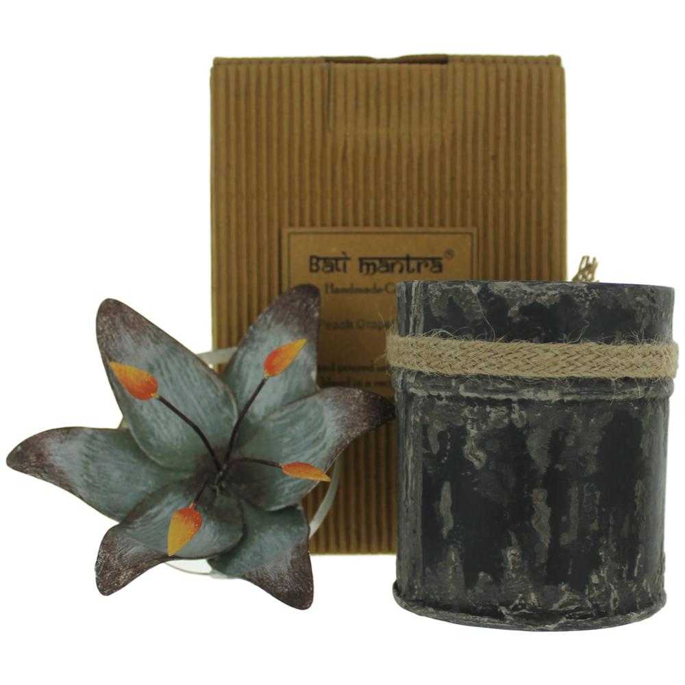 Bali Mantra Handmade Scented Candle In Waterlily Tin - Peach Grapefruit