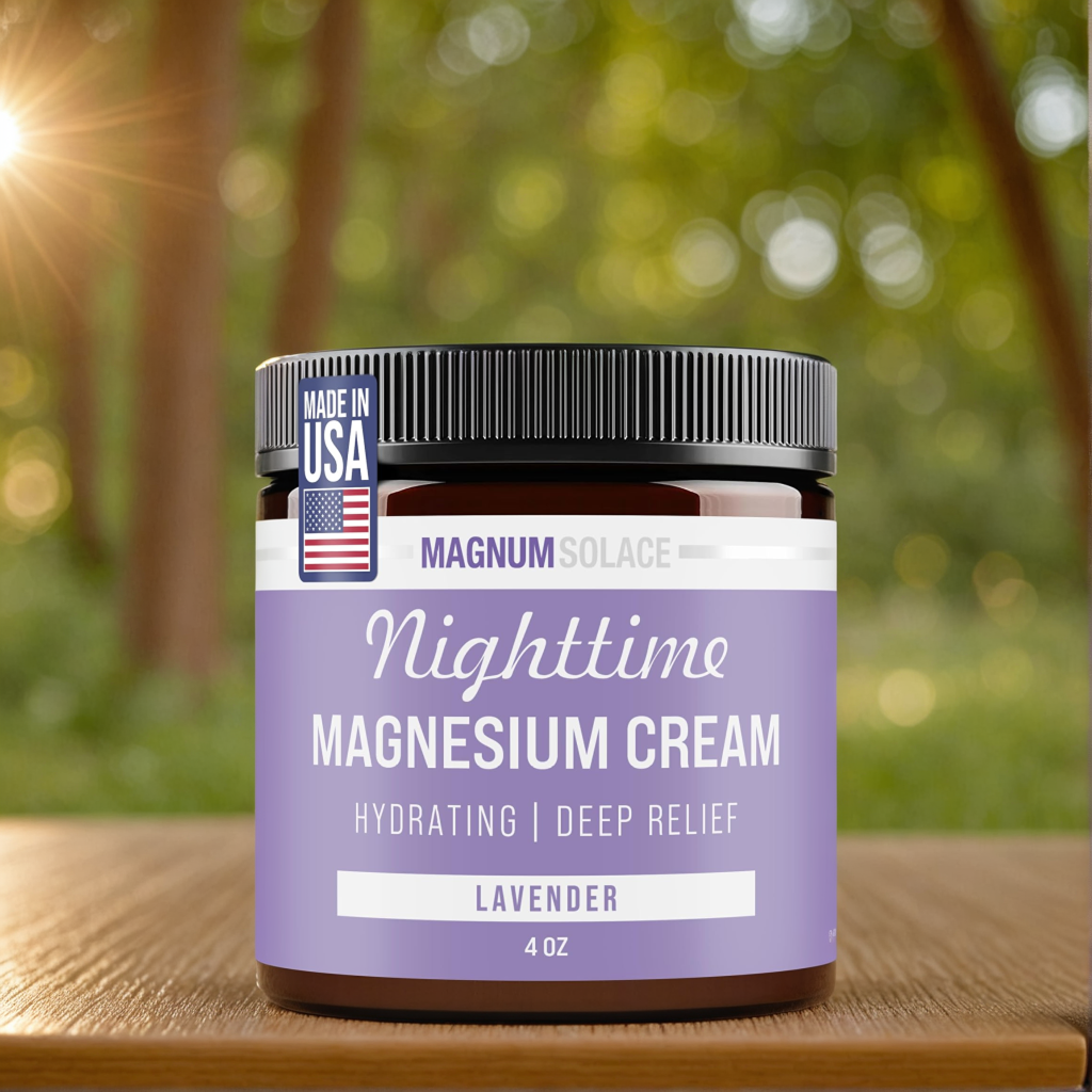 Nighttime Magnesium Cream by Magnum Solace, 5 oz Lotion - Lavender