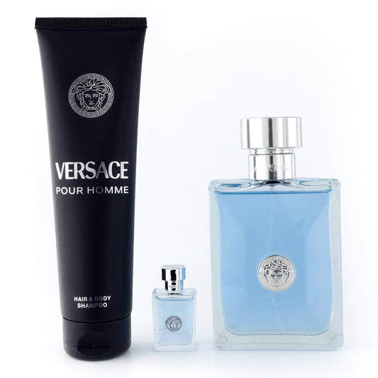 Versace Pour Homme by Versace, 3 Piece Set with 3.4 oz for Men