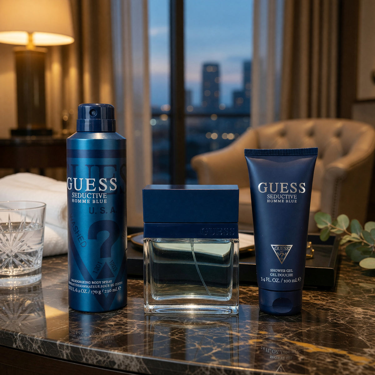 Seductive Homme Blue by Guess, 4 Piece Gift Set for Men