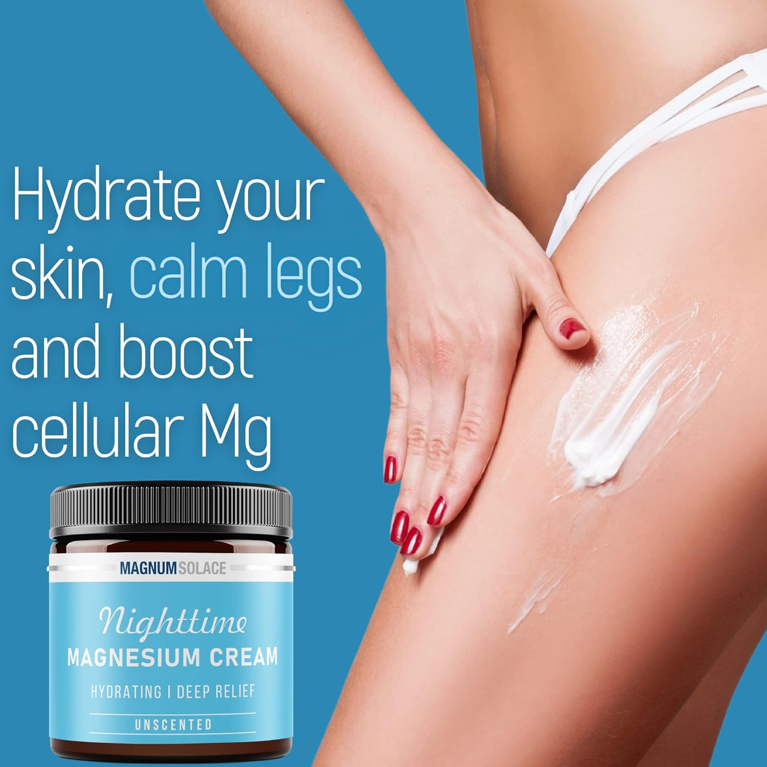 Nighttime Magnesium Cream by Magnum Solace, 5 oz Lotion - Unscented