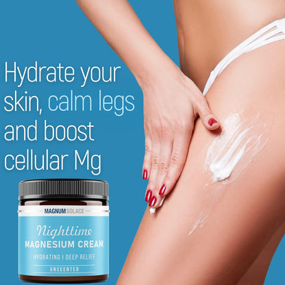 Nighttime Magnesium Cream by Magnum Solace, 5 oz Lotion - Unscented