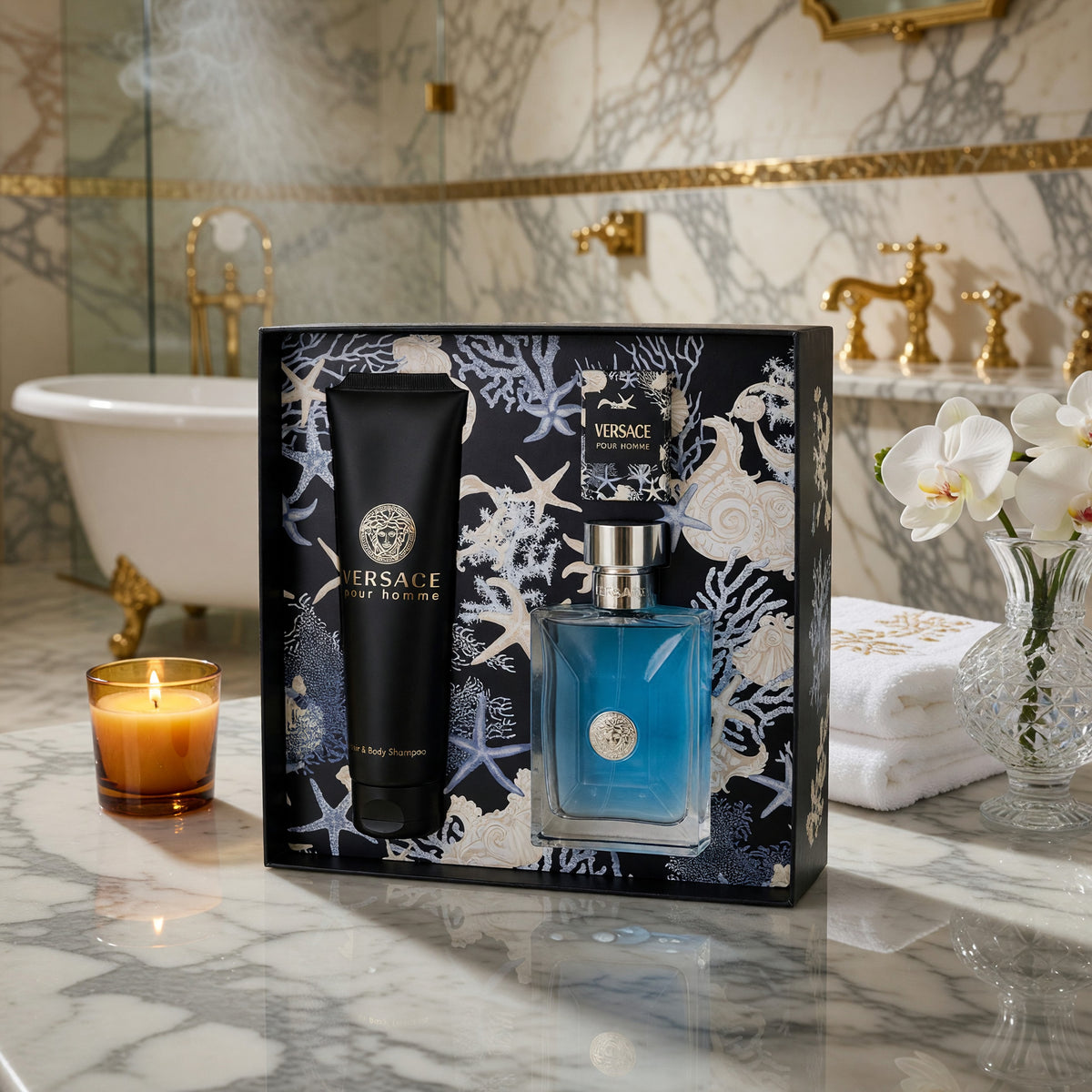 Versace Pour Homme by Versace, 3 Piece Gift Set for Men with Mini
