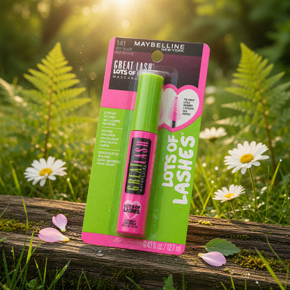 Great Lash Lots of Lashes by Maybelline, 0.43 oz Washable Mascara - 141 Very Black