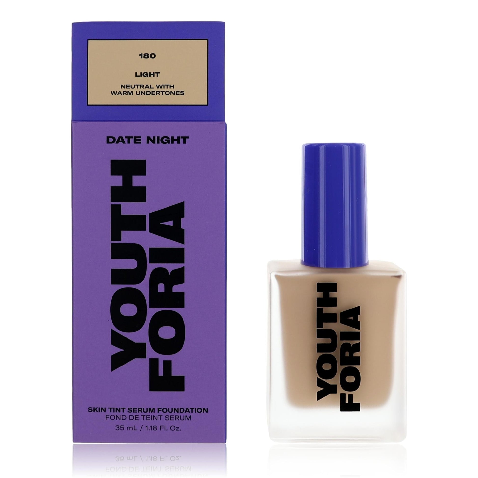 Date Night by Youthforia, 1.18oz Skin Tint Serum Foundation - 180 Light - 180 Light