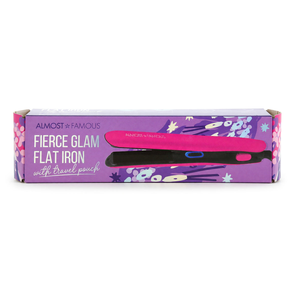 Fierce Glam by Almost Famous, Flat Iron With Travel Pouch - Pink 
