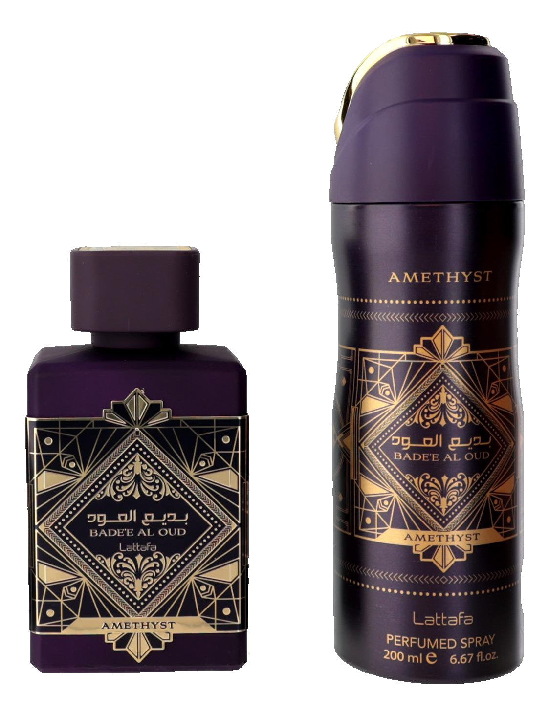 Bad'e Al Oud Amethyst by Lattafa, 3 Piece Gift Set for Unisex
