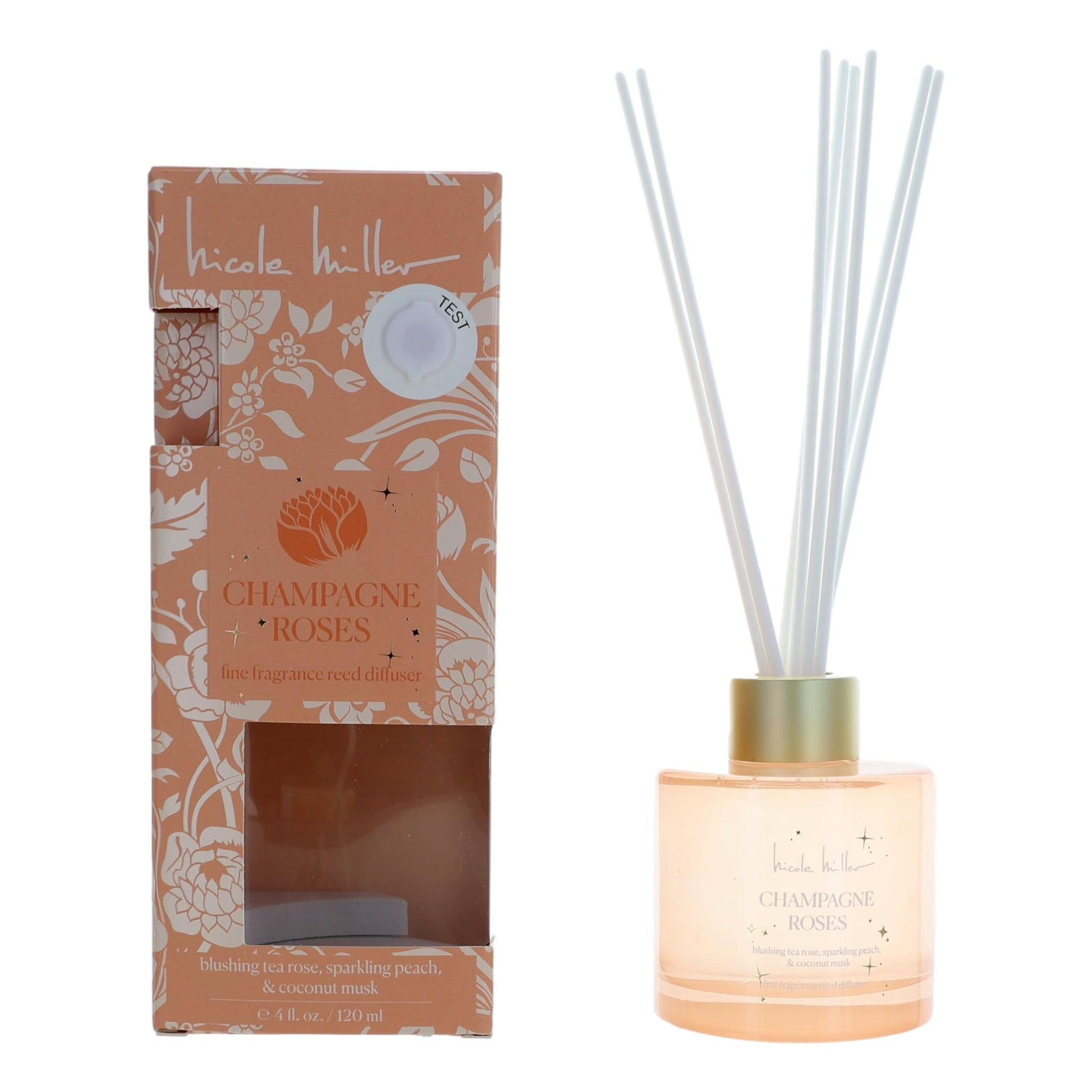 Champagne Rose by Nicole Miller, 4 oz Reed Diffuser - Champagne Roses