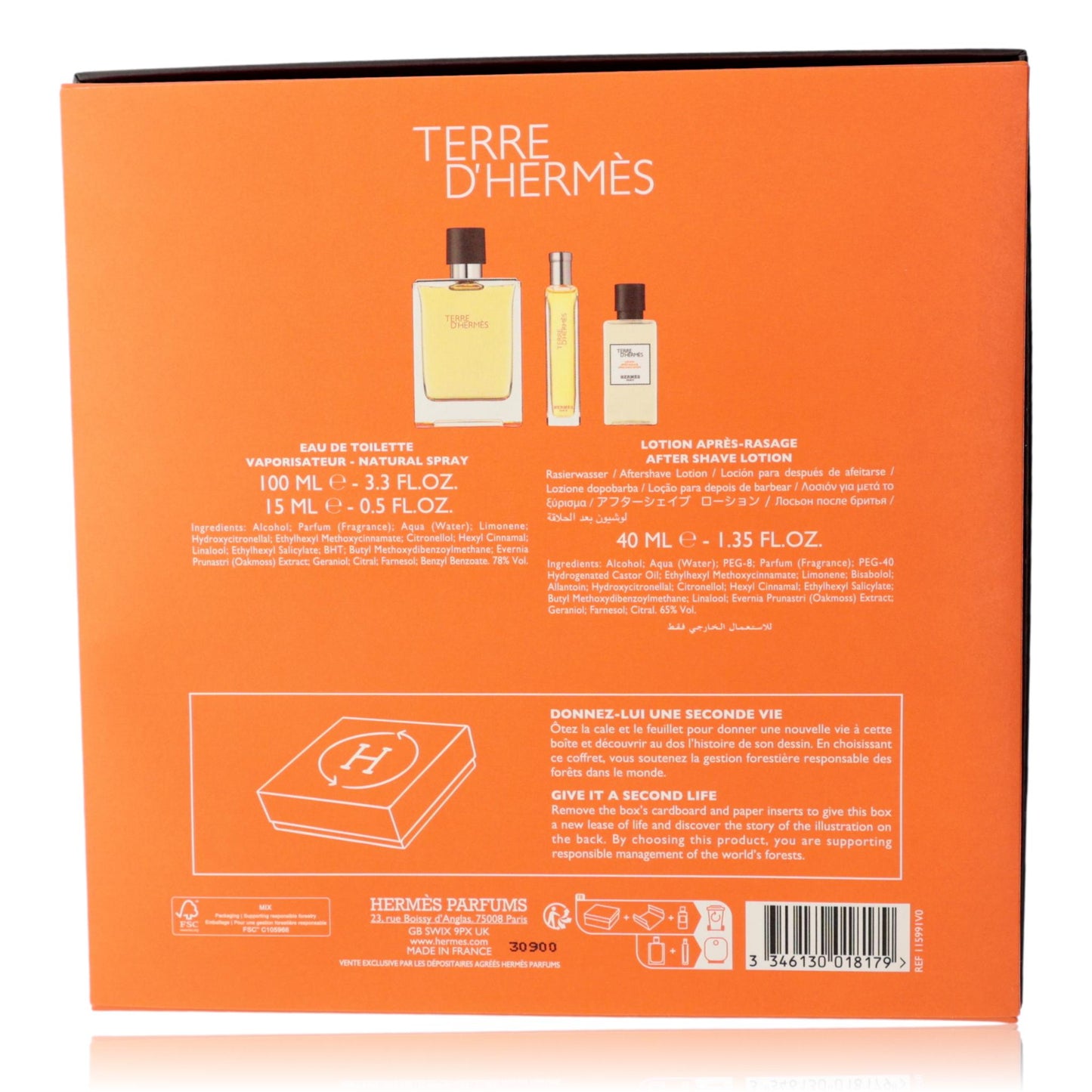 Terre D'Hermes by Hermes, 3 Piece Gift Set for Men 
