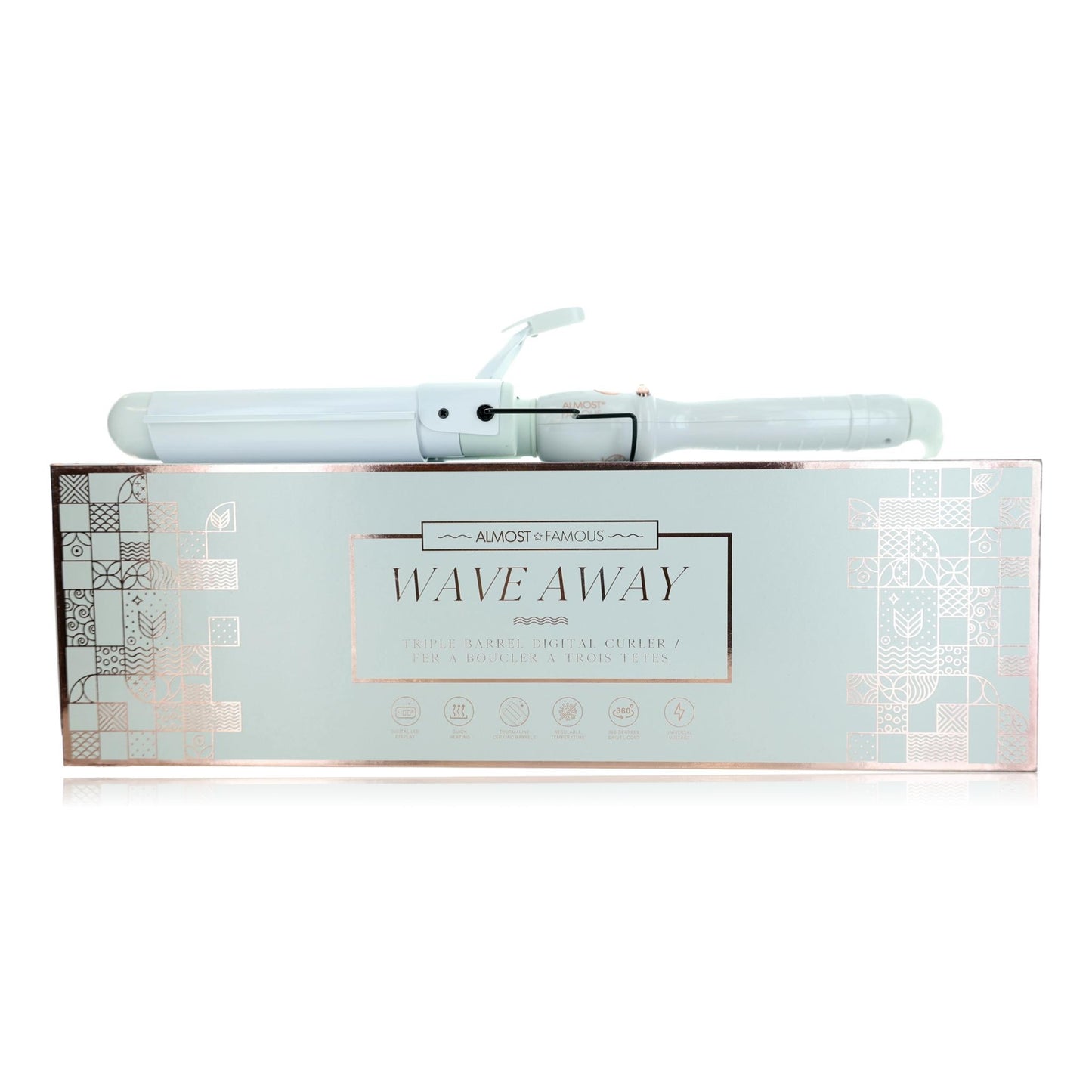 Almost Famous Triple Barrel Clip Curling System, Pearlescent White